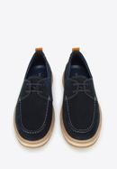 Pantofi din piele de căprioară pentru bărbați cu o talpă de coardă, bleumarin, 96-M-516-N-42, Fotografie 2