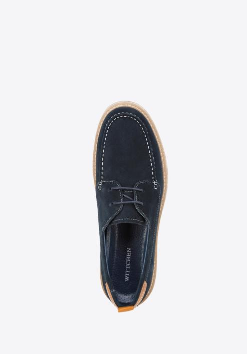 Pantofi din piele de căprioară pentru bărbați cu o talpă de coardă, bleumarin, 96-M-516-Z-40, Fotografie 4
