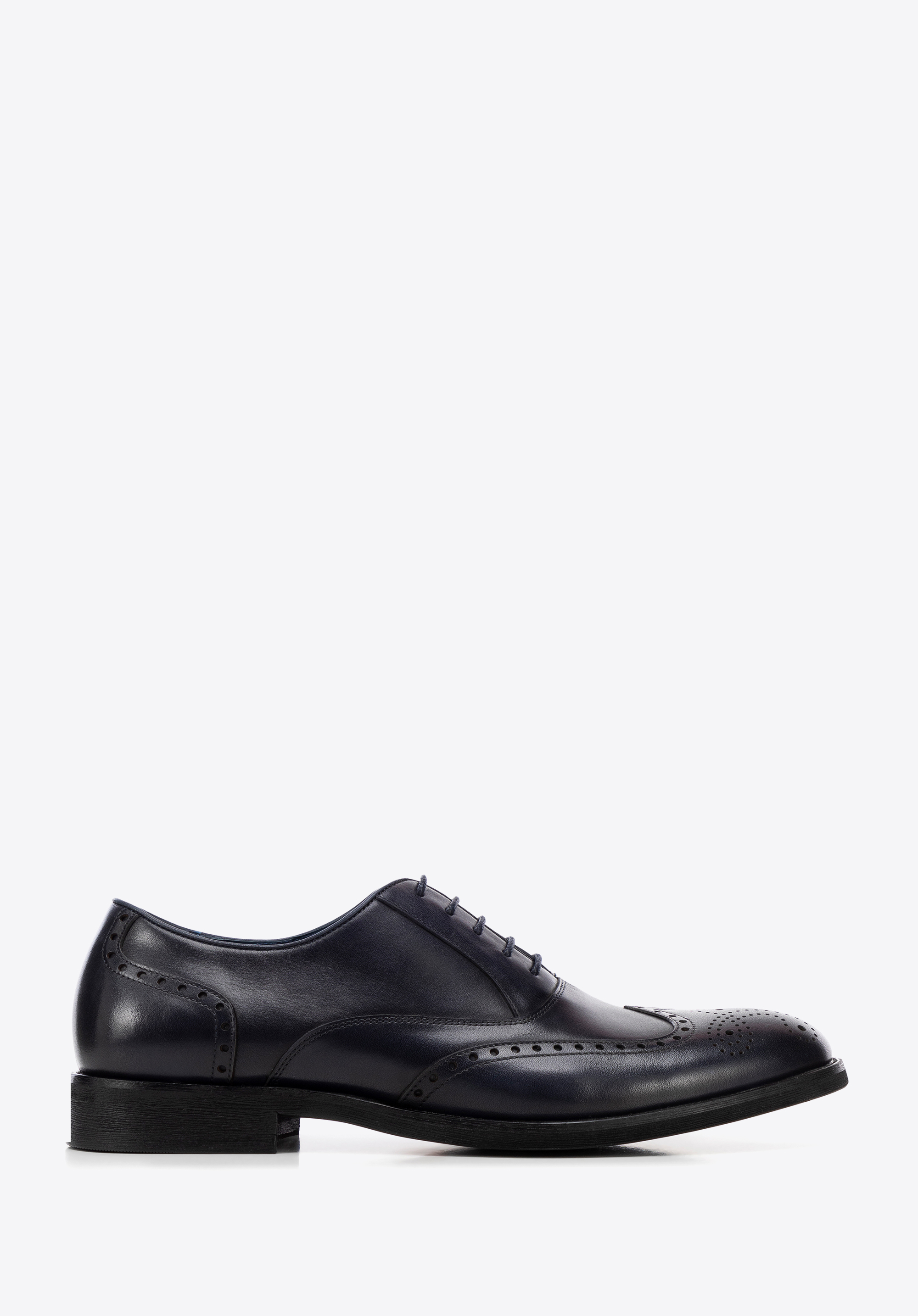 Pantofi oxford din piele pentru bărbaţi cu perforaţii, bleumarin, 100-M-511-N-44, Fotografie 1