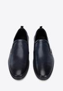 Pantofi pentru bărbați din piele perforată cu benzi elastice, bleumarin, 96-M-515-1-45, Fotografie 2