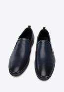 Pantofi pentru bărbați din piele perforată cu benzi elastice, bleumarin, 96-M-515-1-45, Fotografie 3