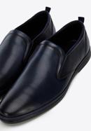 Pantofi pentru bărbați din piele perforată cu benzi elastice, bleumarin, 96-M-515-N-40, Fotografie 7