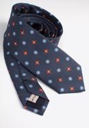 Cravată din mătase cu model, bleumarin - portocaliu, 97-7K-001-X17, Fotografie 5