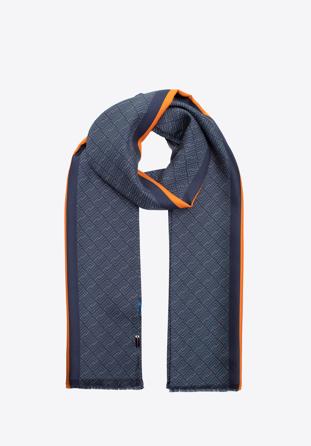 Eșarfă de mătase pentru bărbați, bleumarin - portocaliu, 97-7M-S01-X2, Fotografie 1