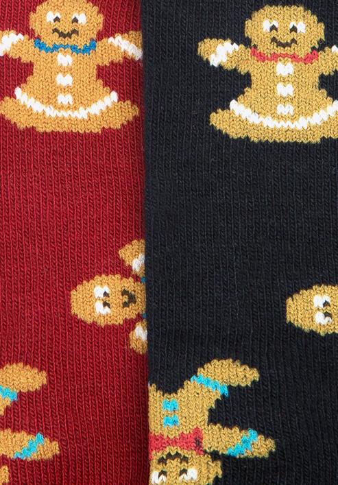 Ciorapi damă cu model de omuleți de turtă dulce - set 2 perechi, bleumarin - roșu, 95-SD-003-X1-35/37, Fotografie 4