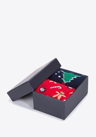 Set cadou șosete cu model de Crăciun pentru bărbați - set de 2 perechi, bleumarin - roșu, 98-SM-S02-X3-43/45, Fotografie 1