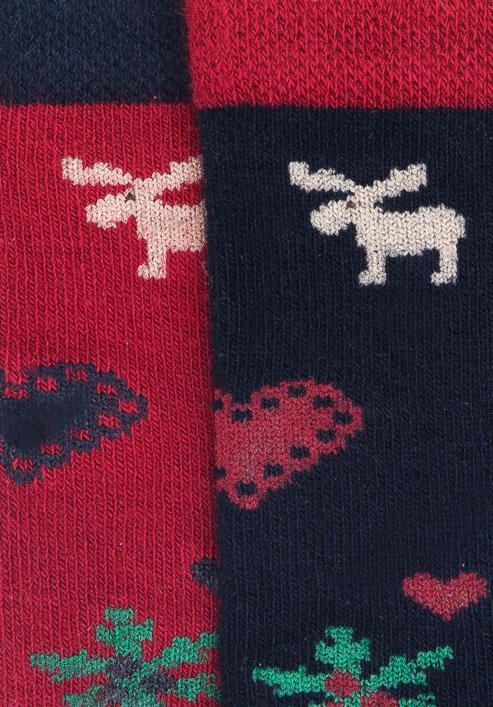 Șosete de damă cu model scandinav - set de 2 perechi, bleumarin - roșu, 95-SD-005-X1-35/37, Fotografie 2