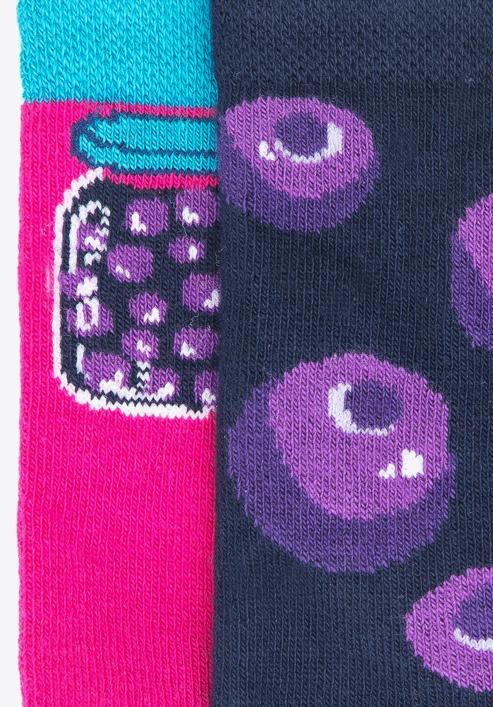 Șosete de damă cu afine- set de 2 perechi, bleumarin - roz, 95-SD-004-X1-38/40, Fotografie 2