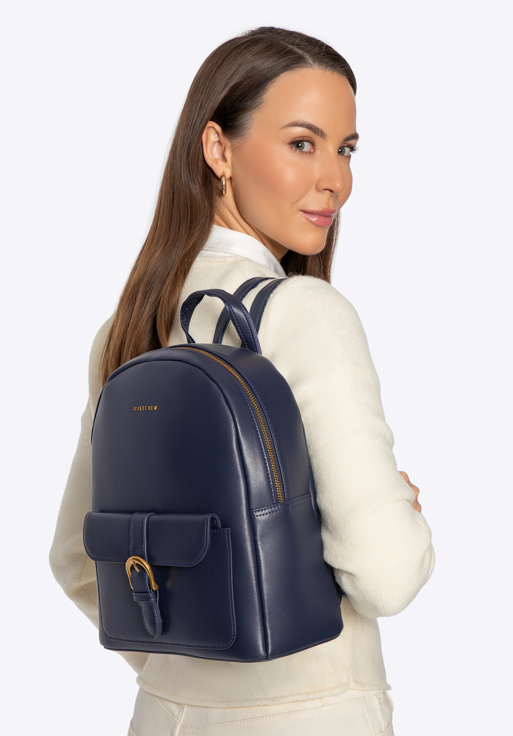 Rucsac din piele pentru femei, bleumarin, 101-4E-602-7, Fotografie 1