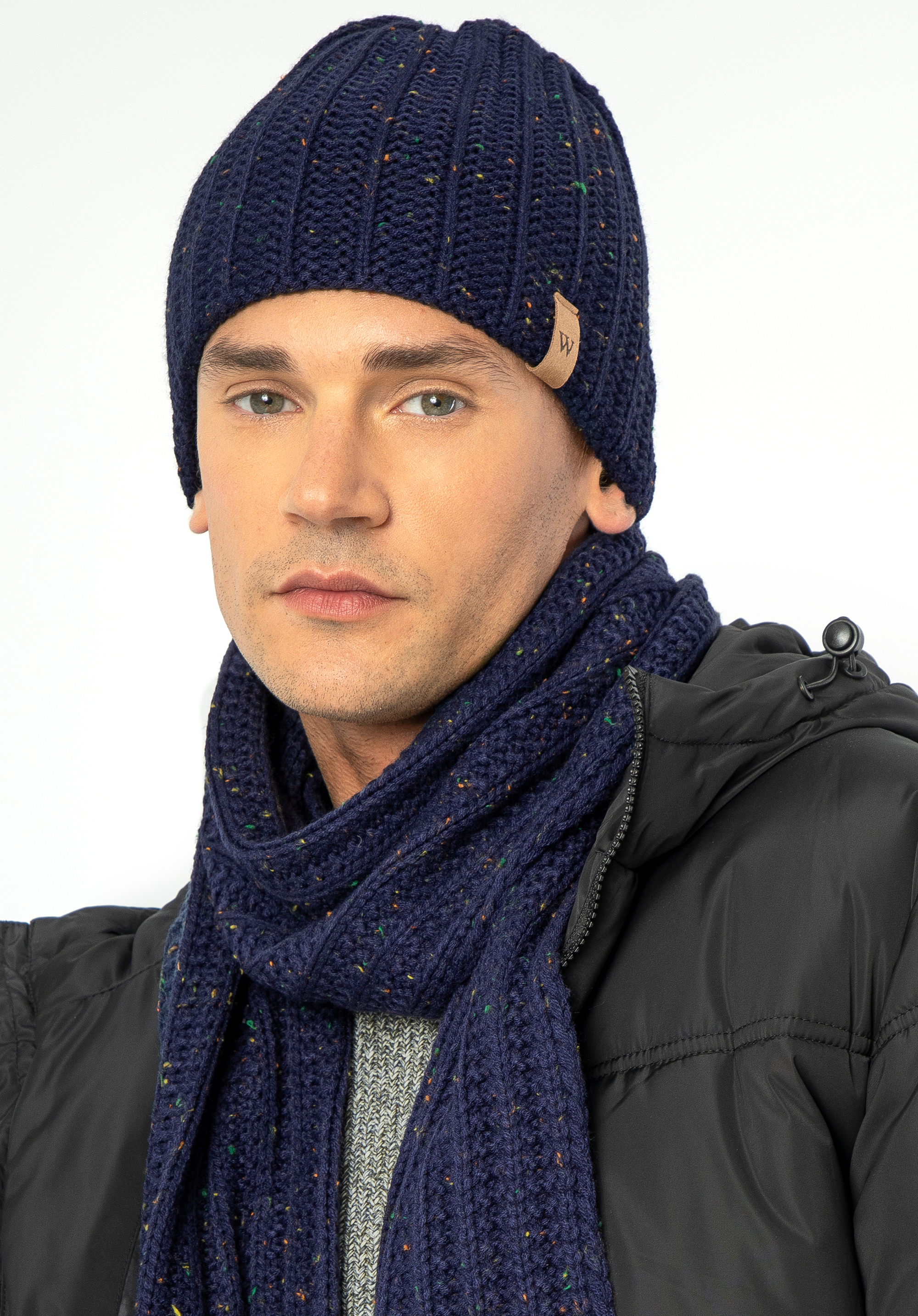 Set de iarnă pentru bărbați cu model fin, bleumarin, 99-SF-003-7, Fotografie 1