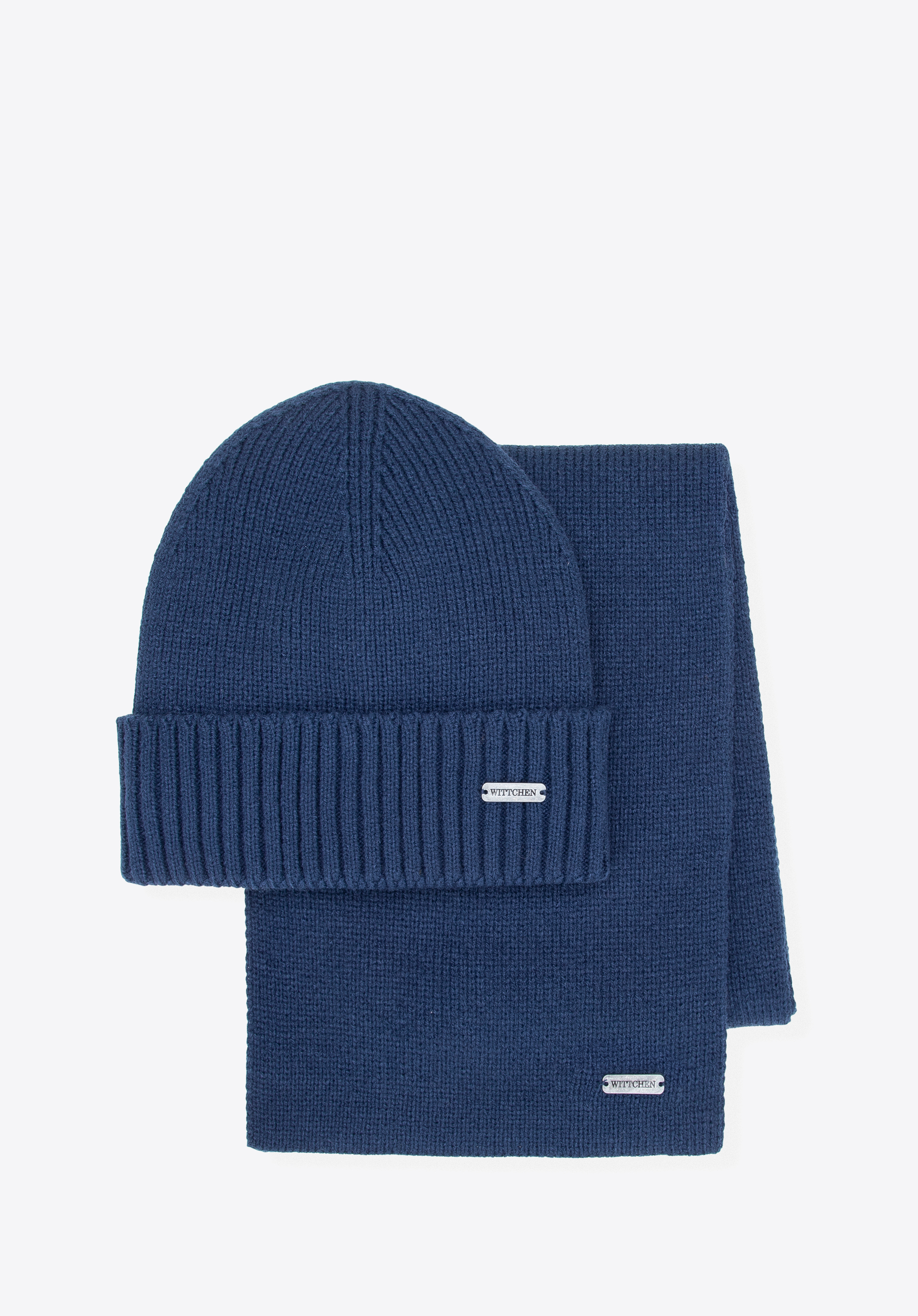 Set de iarnă pentru bărbați: căciulă și eșarfă, bleumarin, 101-SF-006-N, Fotografie 1
