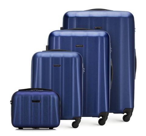 Set de valize din policarbonat texturat, bleumarin, 56-3P-11K-90, Fotografie 1
