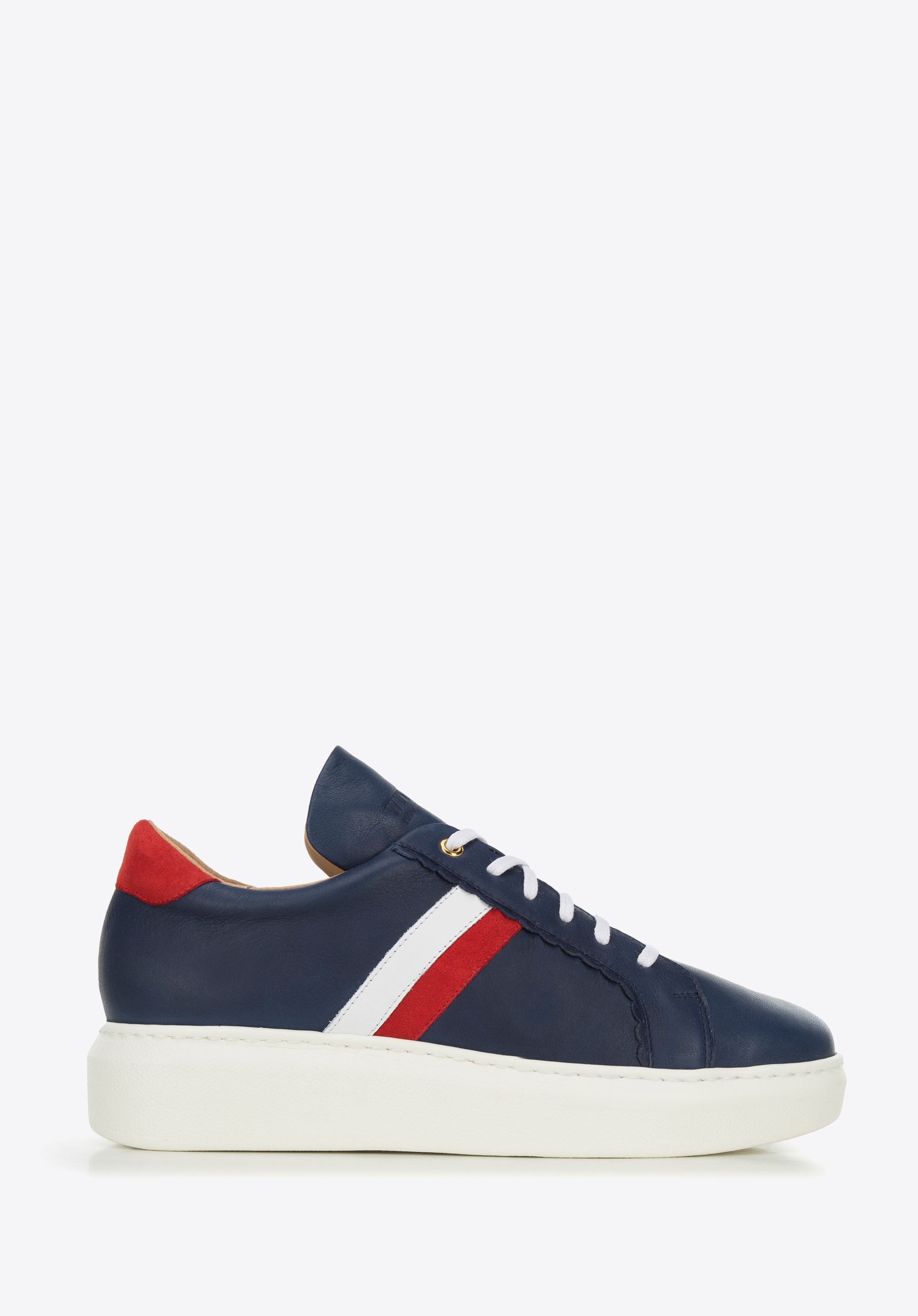 Sneakers damă din piele cu volănaș, bleumarin, 94-D-800-N-38, Fotografie 1
