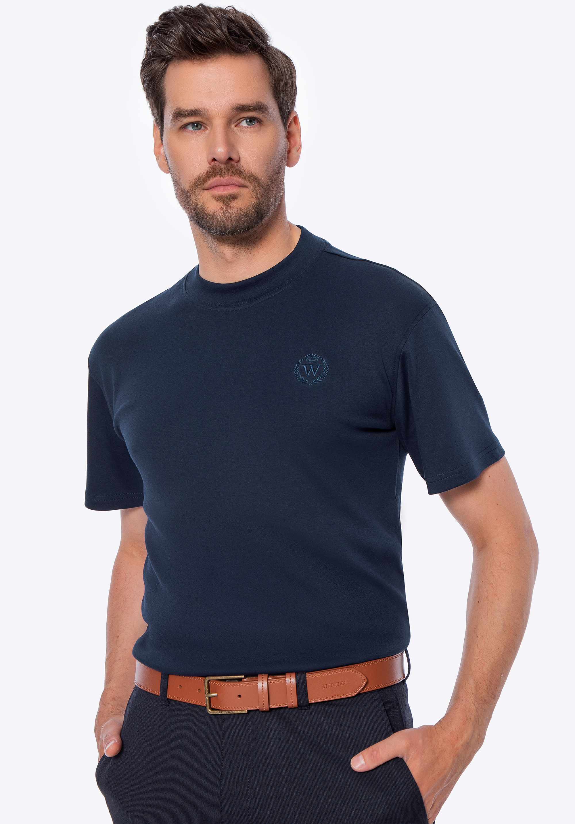 Tricou bărbătesc din bumbac, bleumarin, M0-99-100-N-XL, Fotografie 1