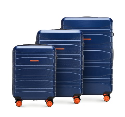 Un set de valize moderne din policarbonat, bleumarin, 56-3P-70S-10, Fotografie 1