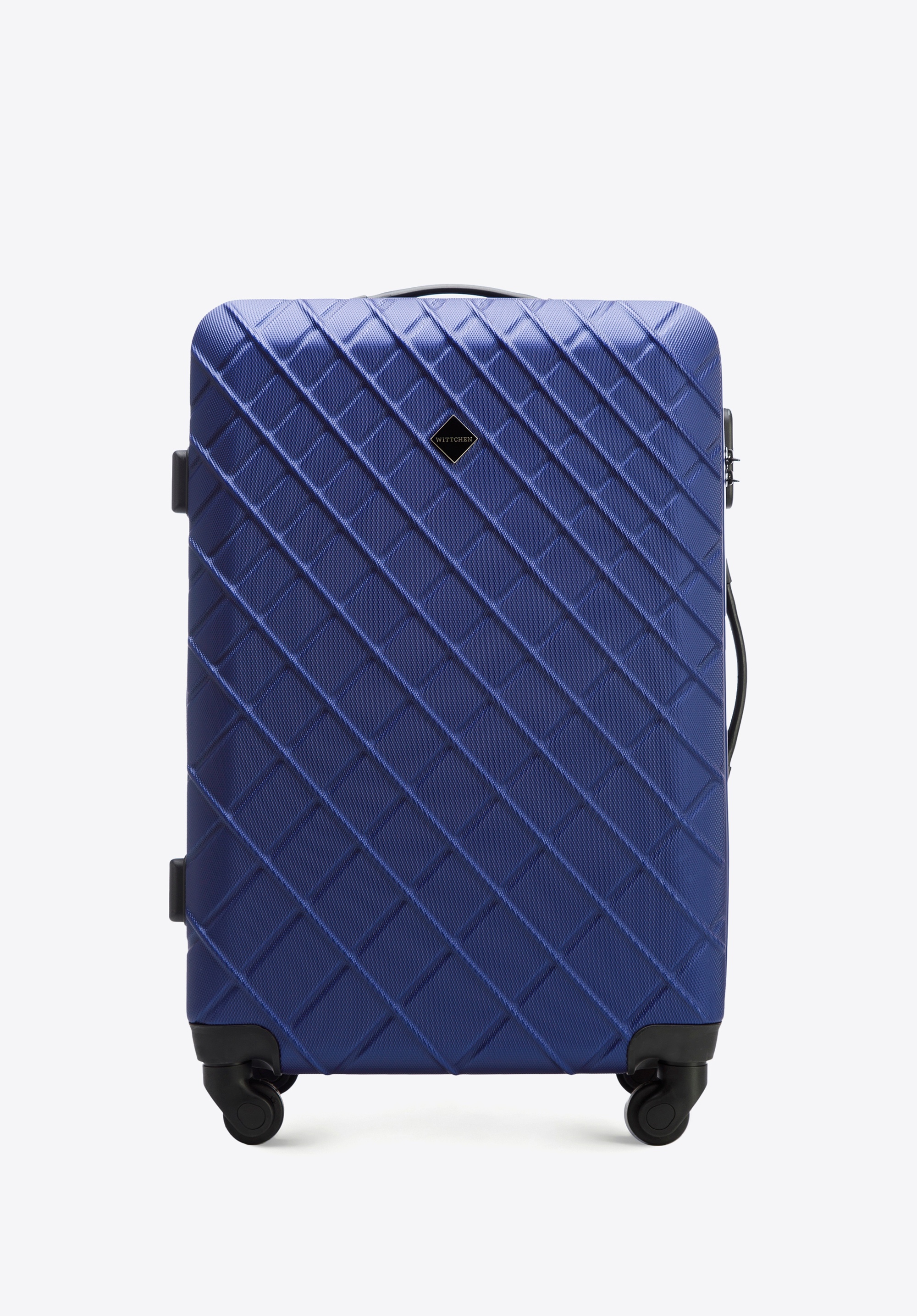Valiză medie din ABS cu model în diagonală, bleumarin, 56-3A-552-91, Fotografie 1