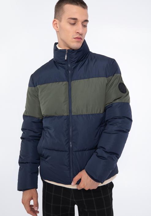 Jachetă căptușită pentru bărbați, bleumarin - verde, 97-9D-951-1-XL, Fotografie 2