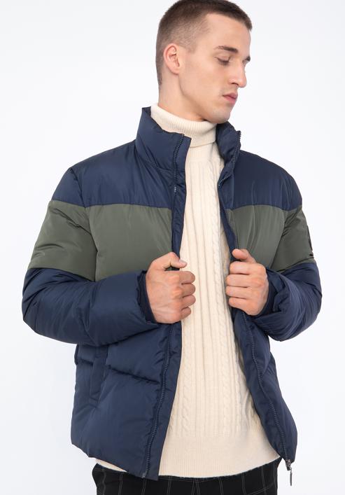 Jachetă căptușită pentru bărbați, bleumarin - verde, 97-9D-951-NZ-S, Fotografie 3