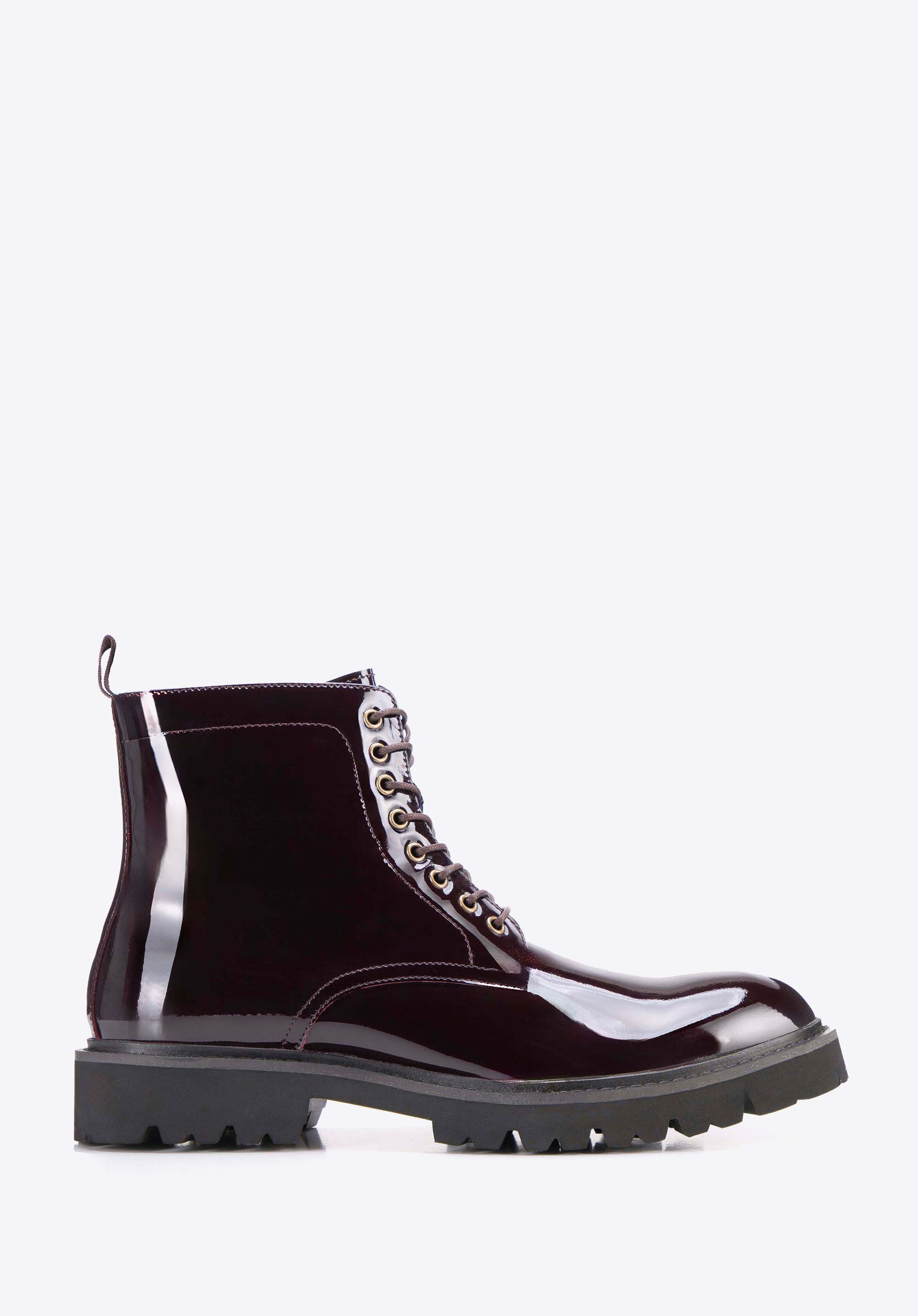 Pánske lakované bojové čižmy, bordová, 99-M-703-3-42, Obrázok 1