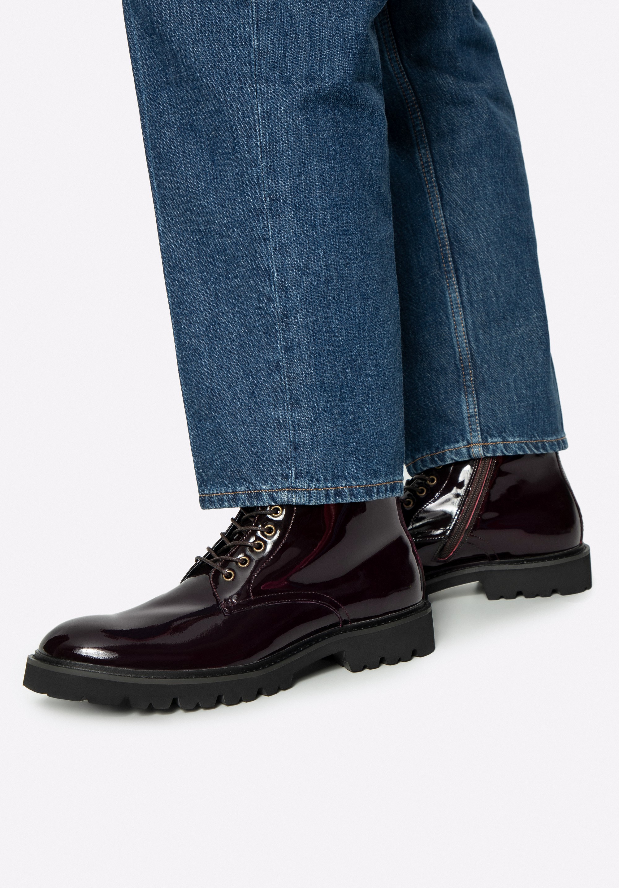 Pánske lakované bojové čižmy, bordová, 99-M-703-3-42, Obrázok 1