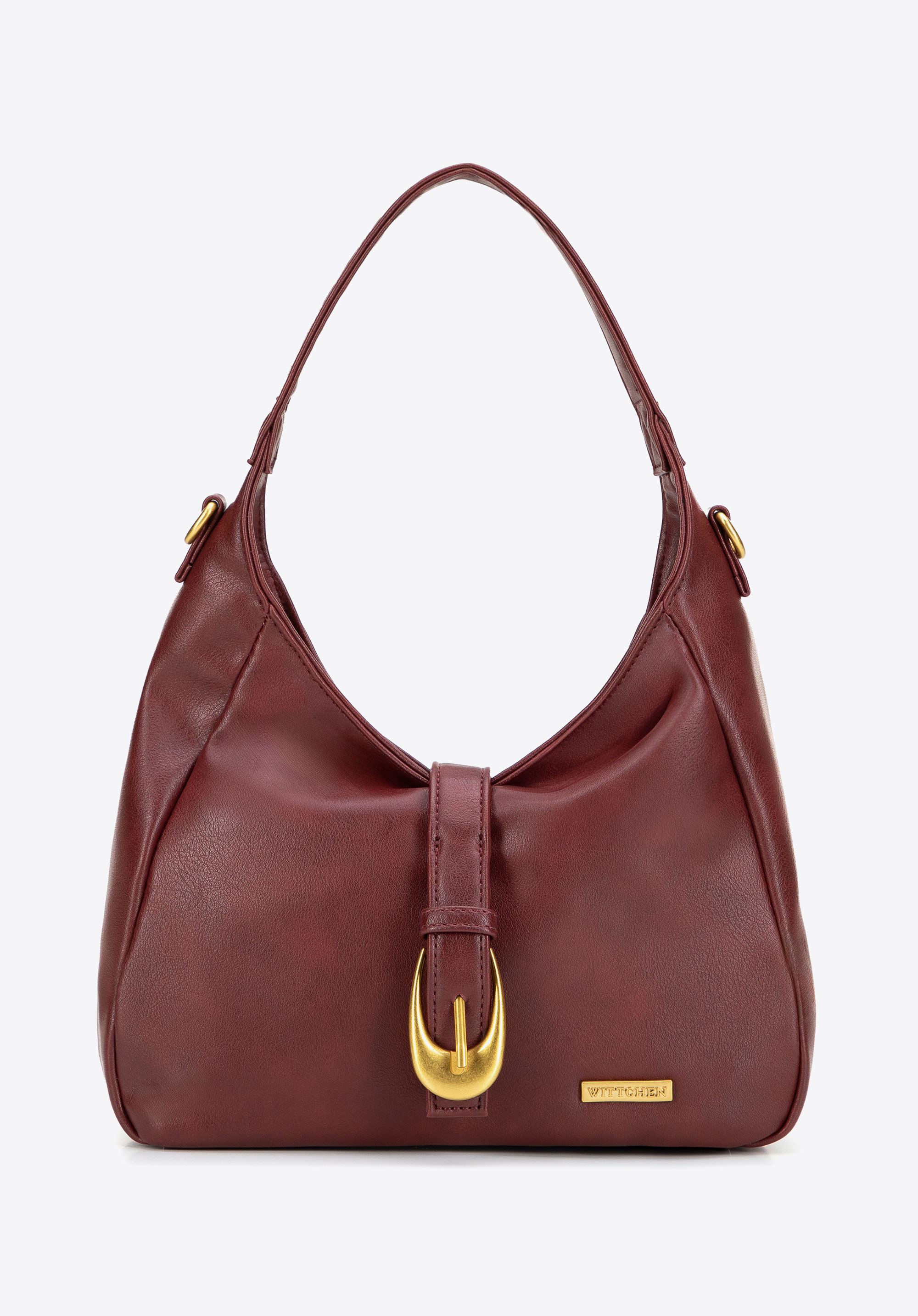 Жіноча сумка через плече зі штучної шкіри з подвійною застібкою, бордовий, 101-4Y-423-3, Фото 1