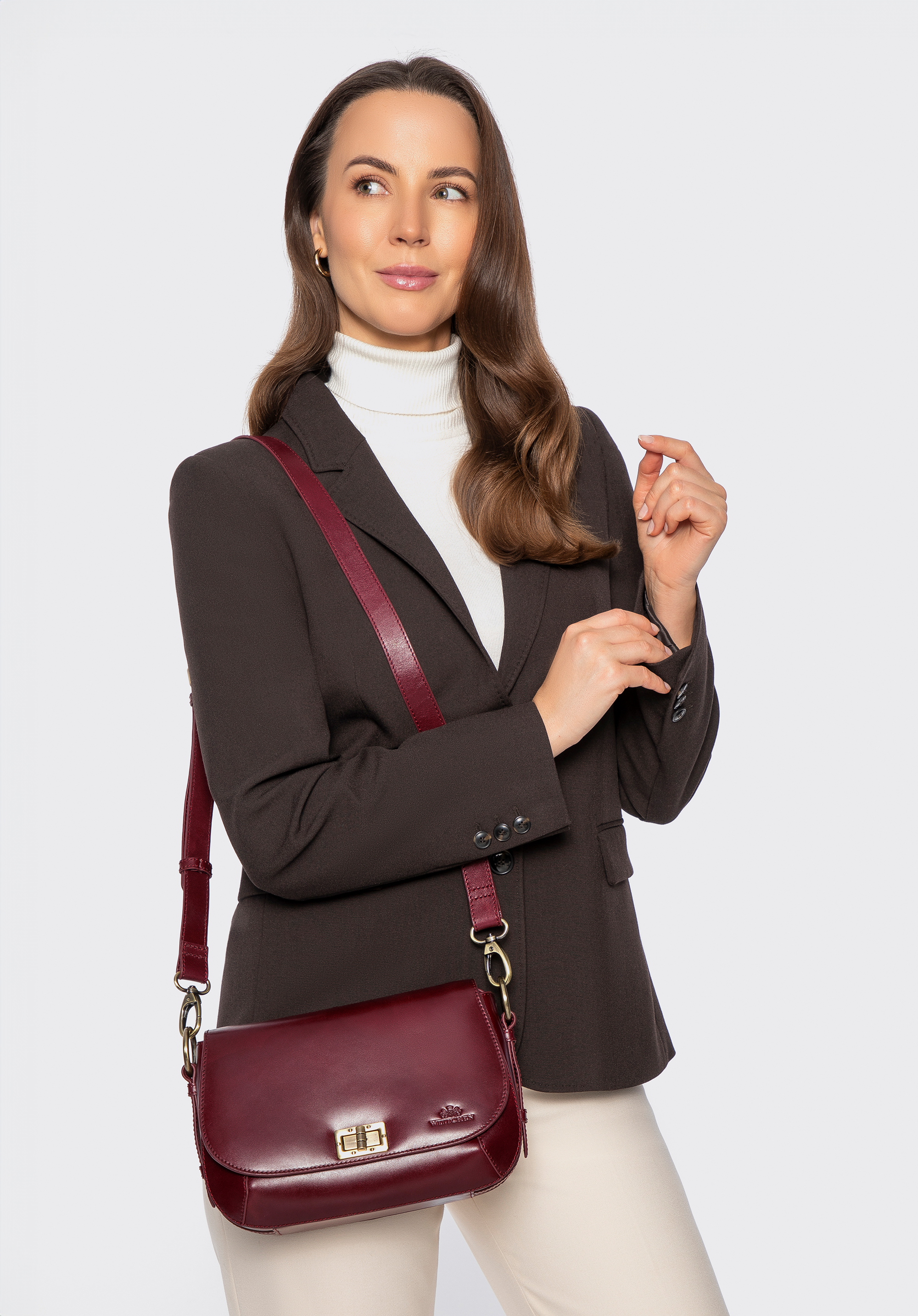 Жіноча шкіряна сумка з клапаном, бордовий, 101-4E-811-3, Фото 1