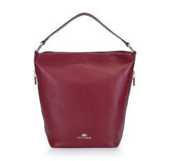 Кожаная сумка с боковыми карманами, бордовый, 93-4E-613-3, Фотография 1