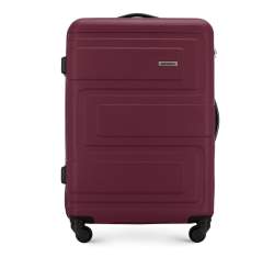 Средний чемодан из рельефного ABS пластика, бордовый, 56-3A-632-35, Фотография 1