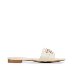 Női bőr flip-flop fényes csattal, krém, 96-D-511-0-35, Fénykép 1
