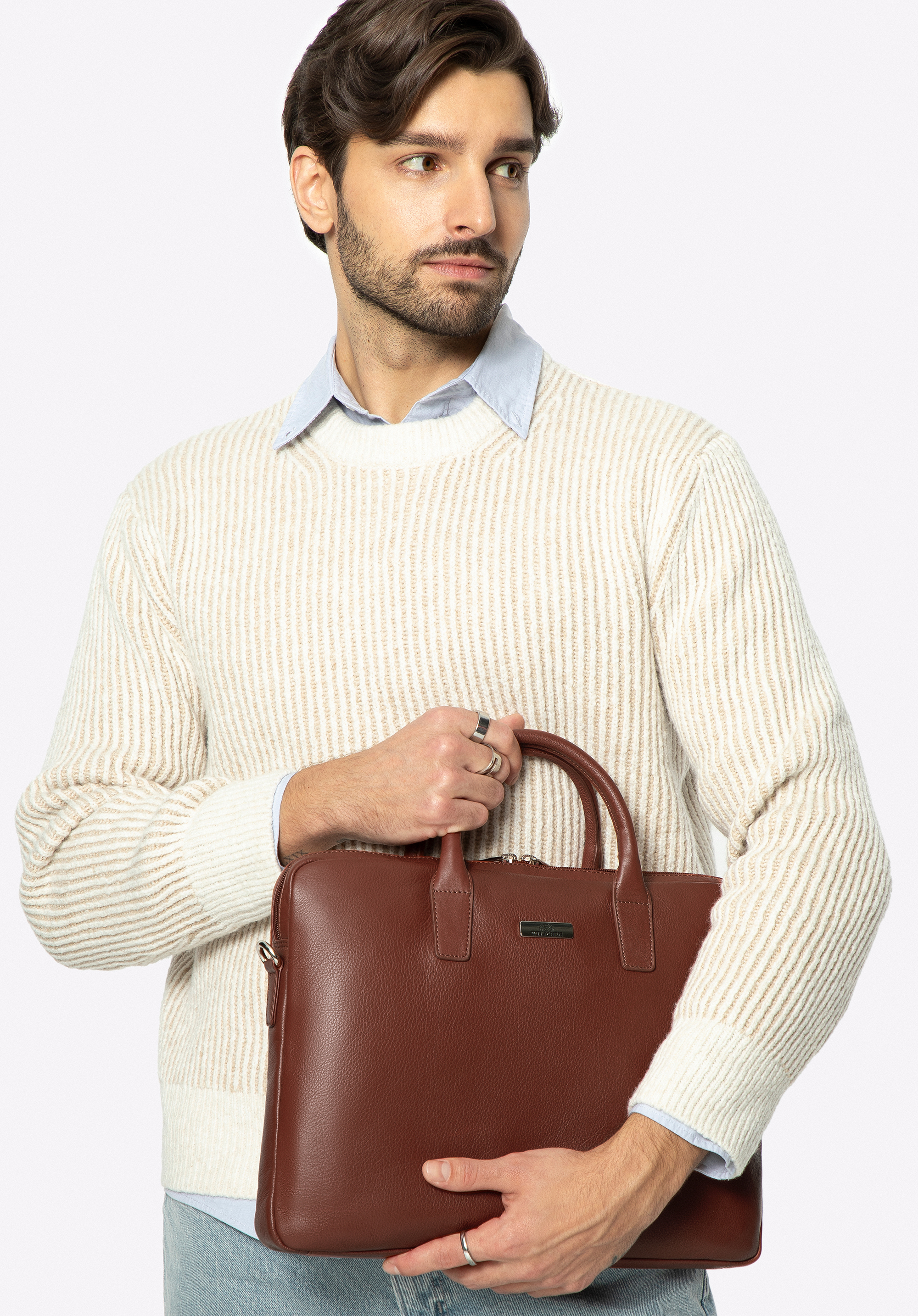 Herren-Laptoptasche 11''''/12'''' aus Leder, braun, 98-3U-901-4, Bild 1