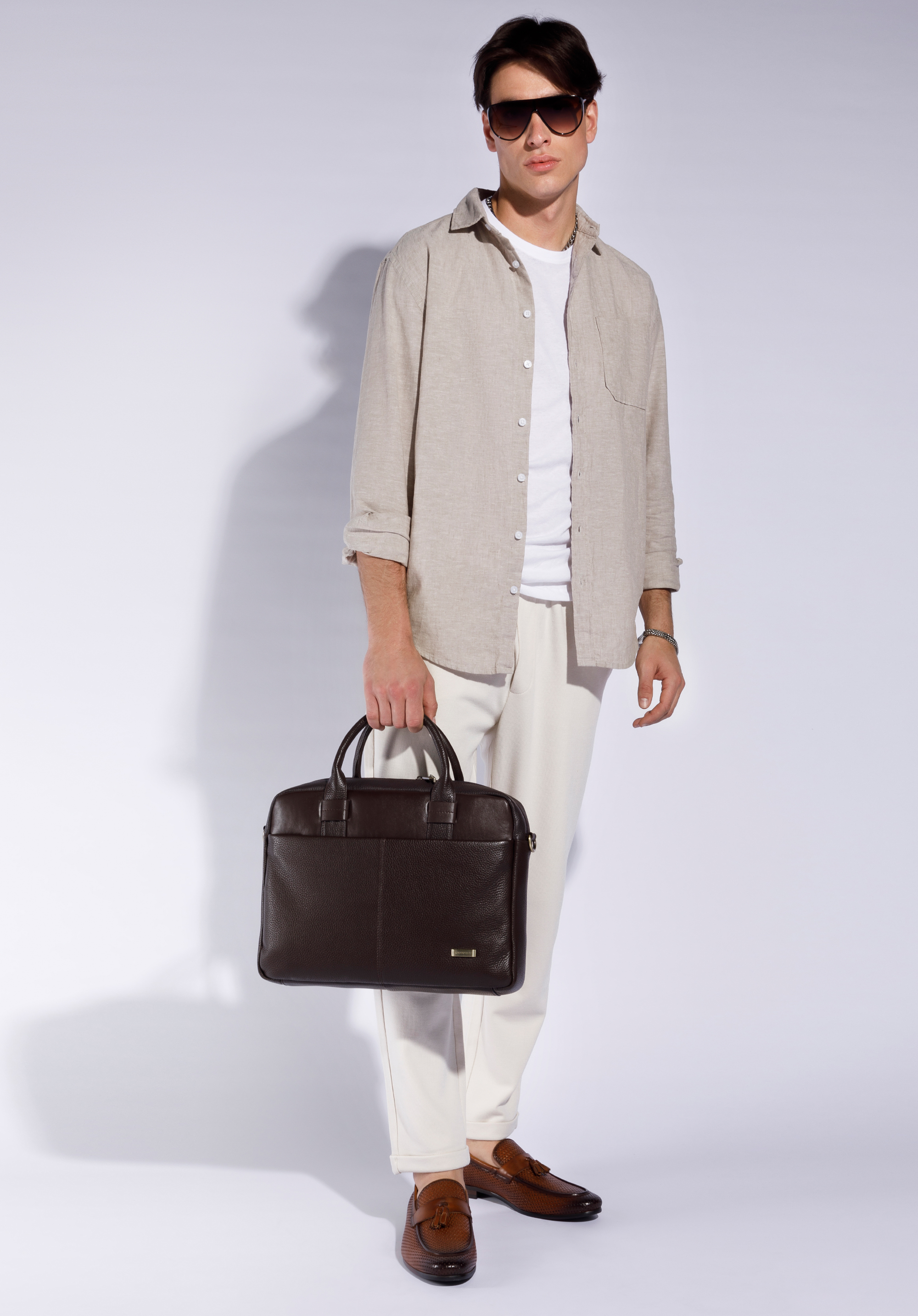 13-Zoll-Laptoptasche aus Leder mit zwei Texturen
