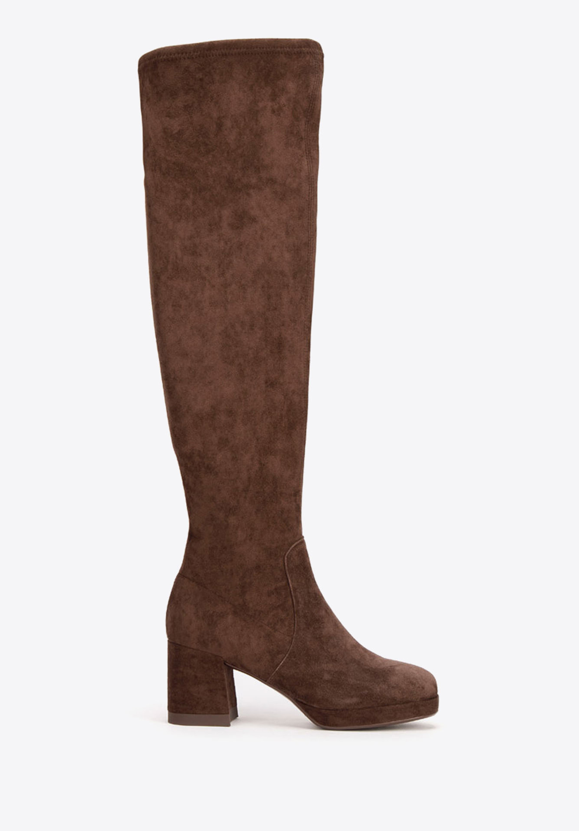 Absatzstiefel aus Wildleder mit elastischem Schaft, braun, 93-D-965-4-37, Bild 1