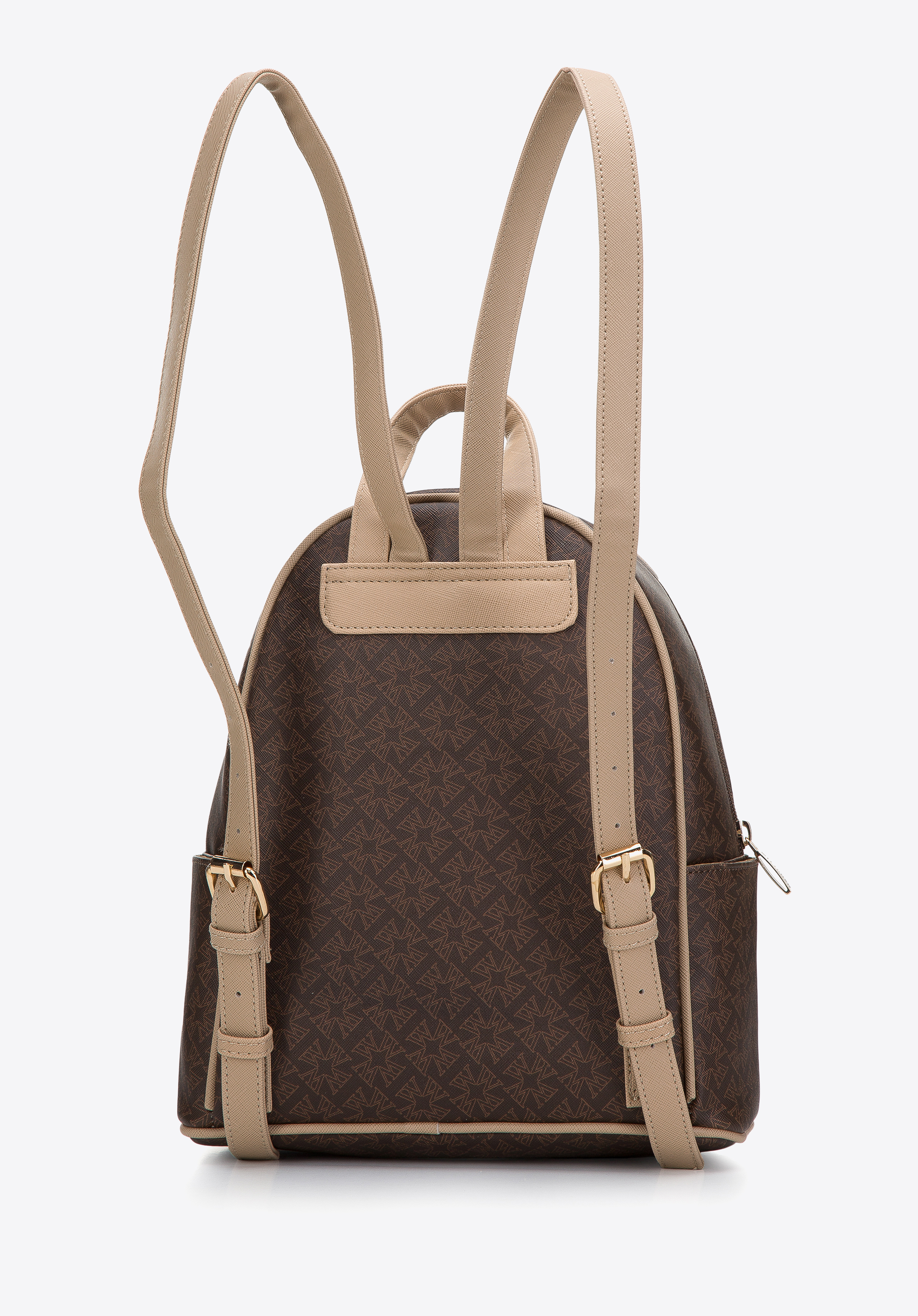 Damen-Rucksack aus Öko-Leder mit Monogramm, braun-beige, 97-4Y-237-4, Bild 1