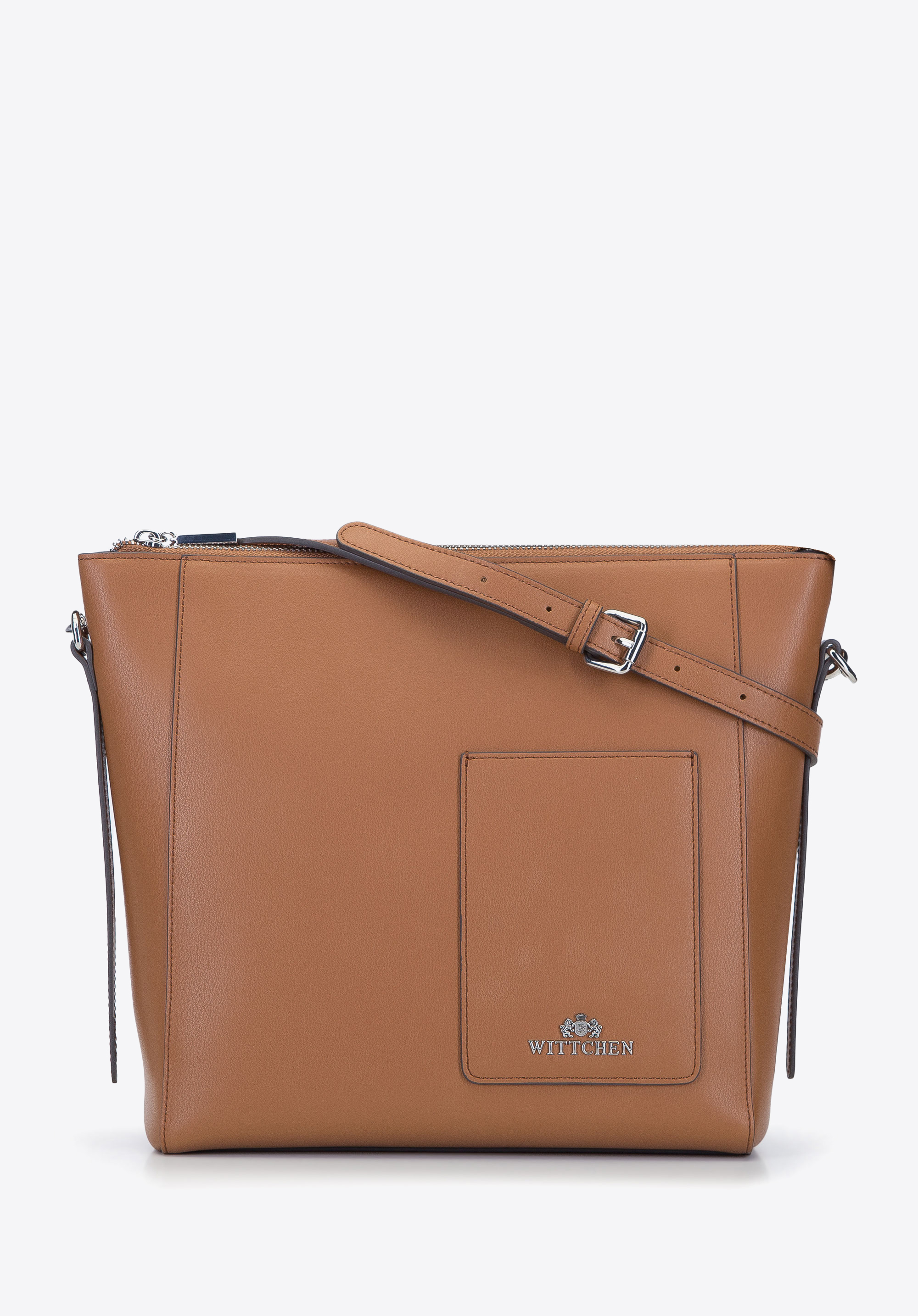 Beuteltasche aus Echtleder mit vertikaler Tasche