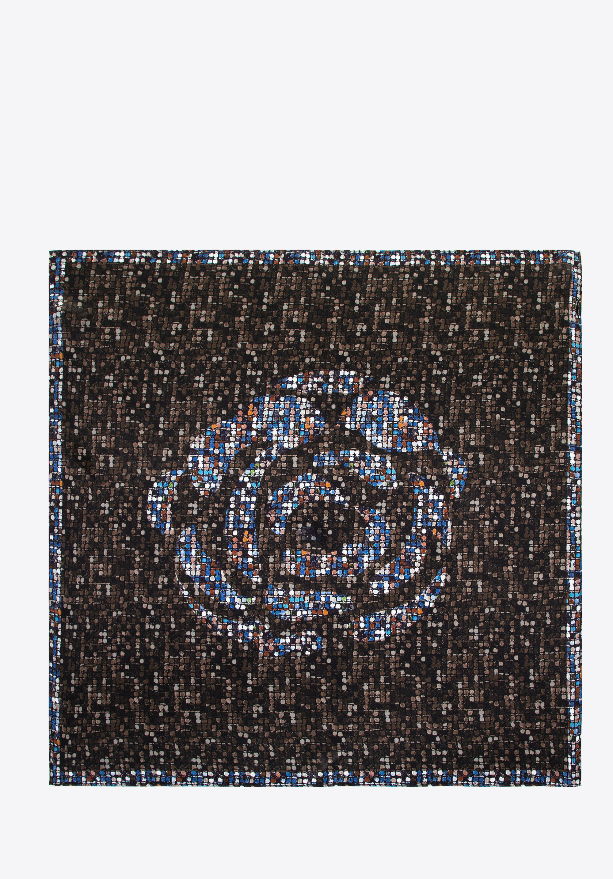 Gemusterter Seidenschal für Damen, braun-blau, 100-7D-S01-X19, Bild 1