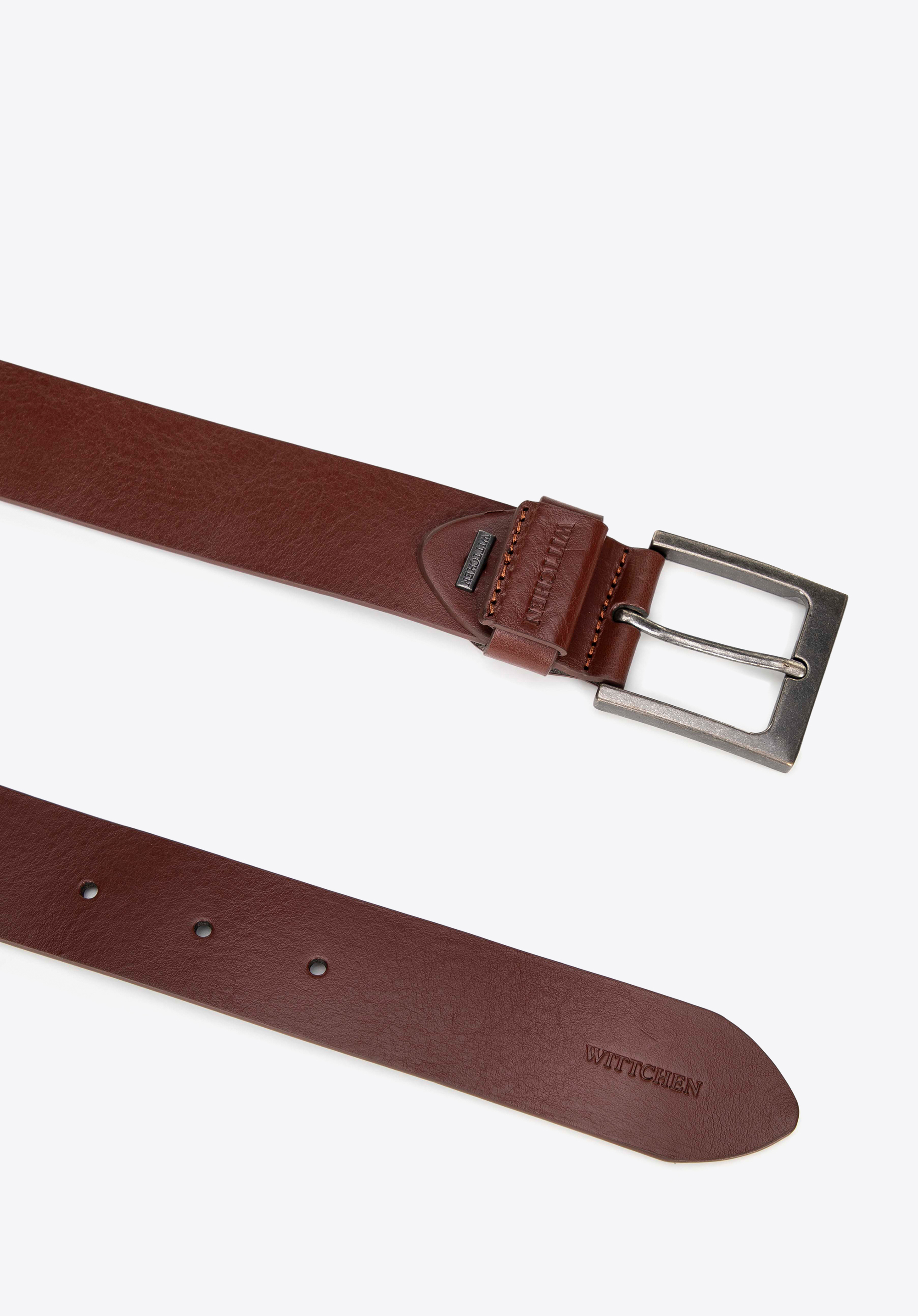 Breiter Ledergürtel für Herren, braun, 99-8M-109-4-11, Bild 1