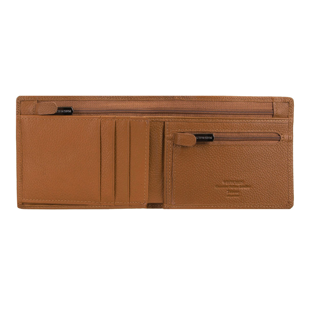 Leder Brieftasche in Rauleder mit herausnehmbarer Ausweishülle Braun Ausweistasche in zwei Brauntönen Braun und Rust 