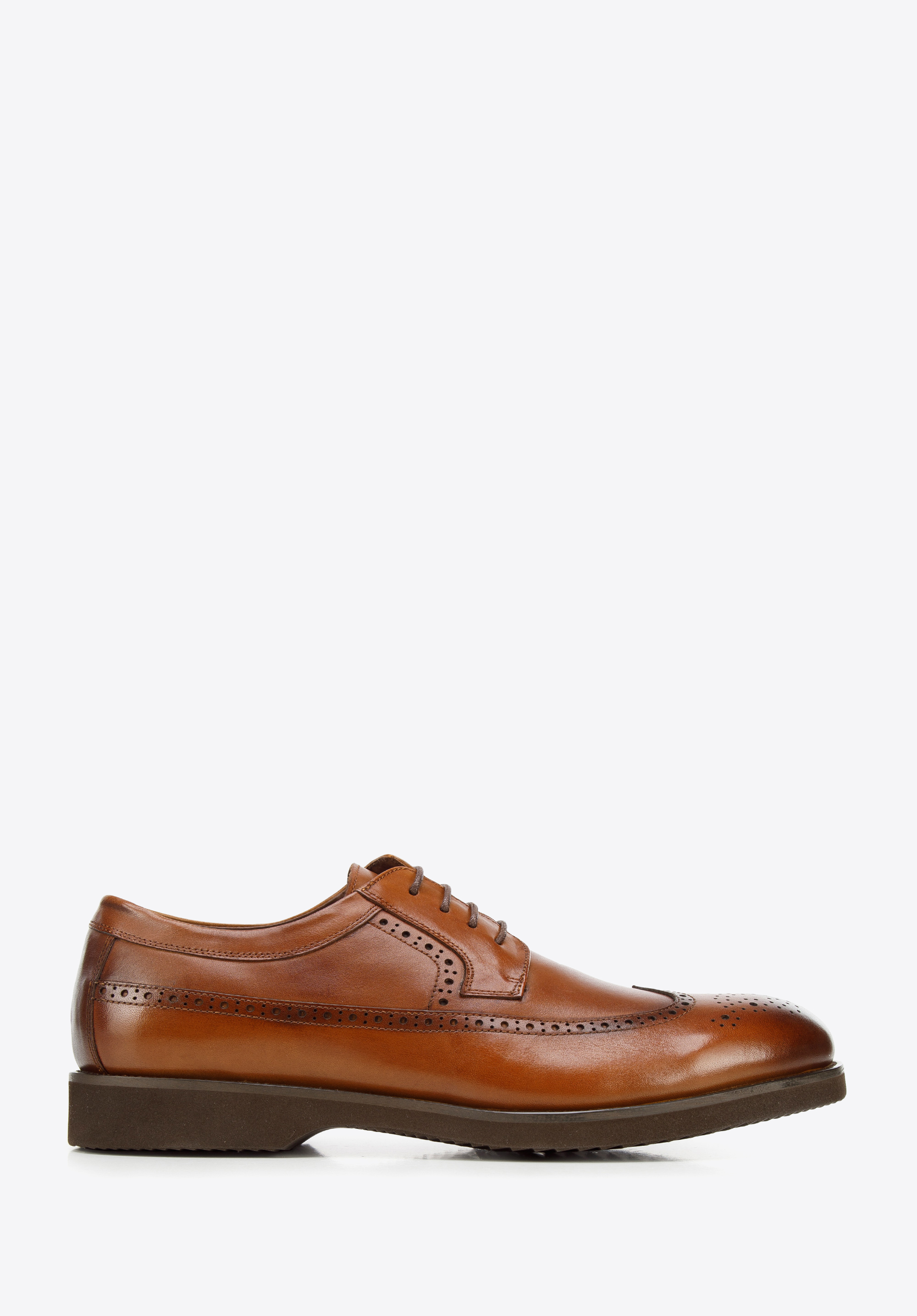 Brogues aus Leder mit horizontalen Nähten und leichter Sohle, braun, 94-M-511-5-41, Bild 1