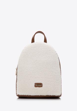 Damenrucksack mit Kunstfell vorne, braun-creme, 97-4Y-504-9, Bild 1