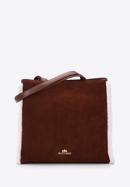 Shopper-Tasche aus Leder mit Teddy-Kunstfell, braun-creme, 97-4E-605-1, Bild 1