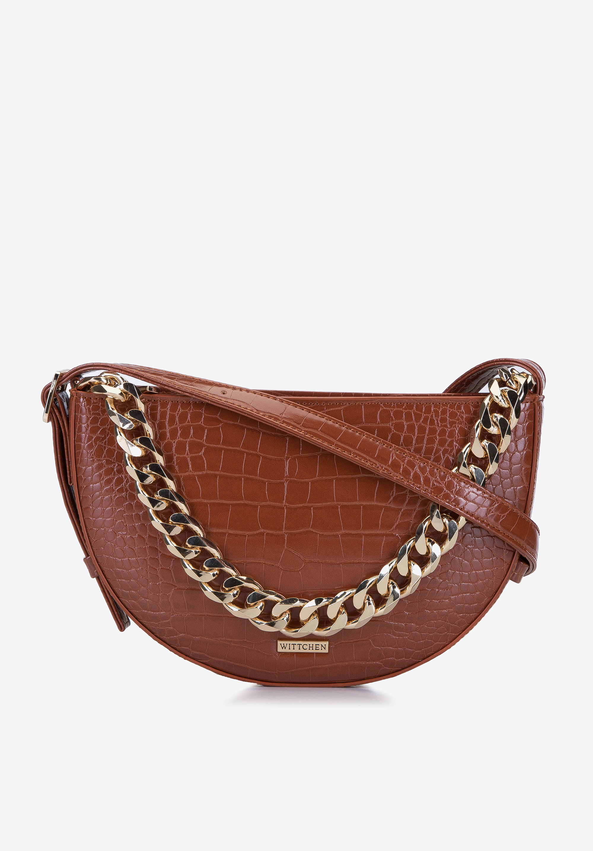 Crossbody Damentasche mit goldener Kette, braun, 93-4Y-534-5, Bild 1