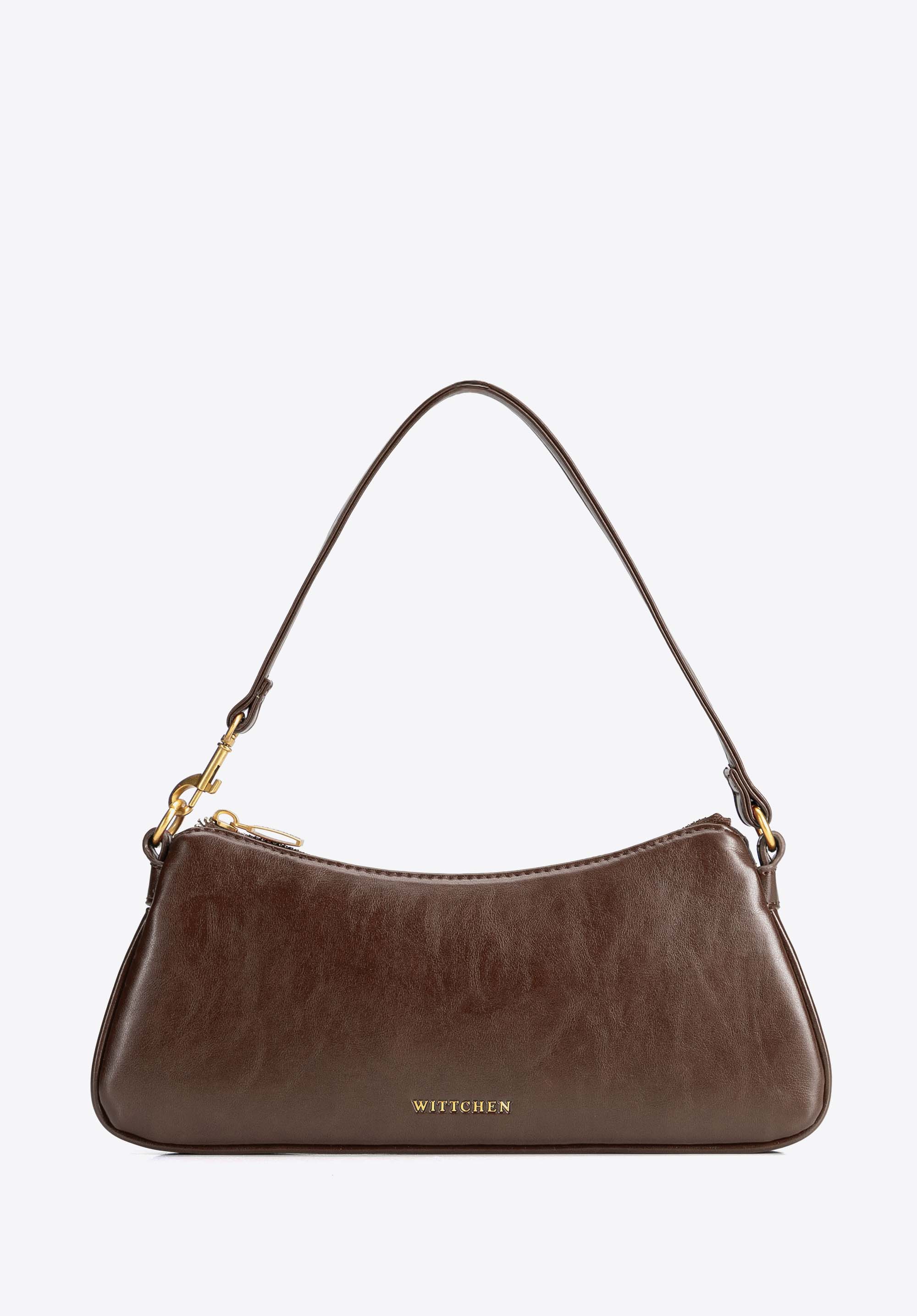 Damen-Baguette-Tasche mit zwei Trageriemen, hellbraun, 104-4Y-500-4, Bild 1