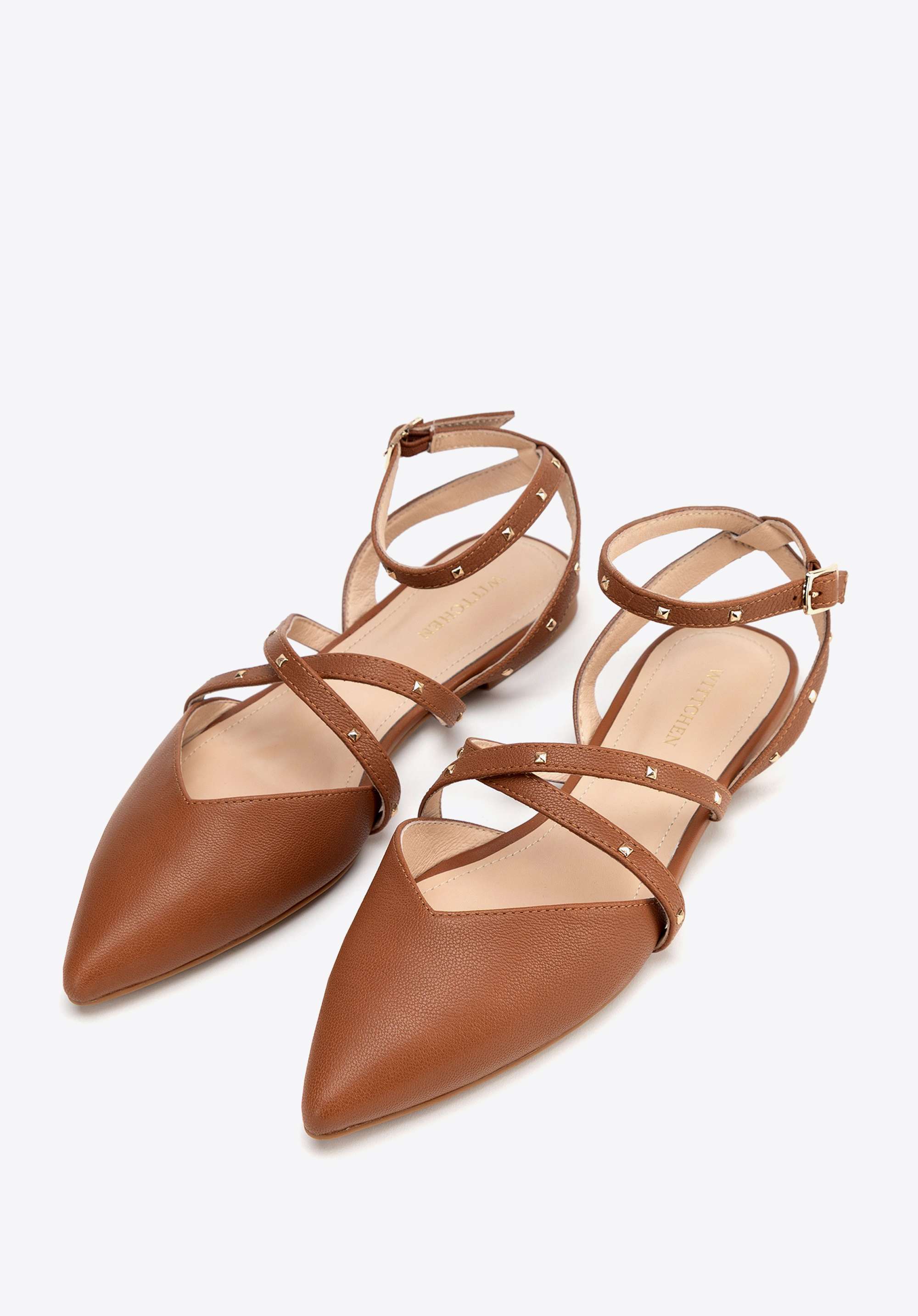 Damen-Ballerinas aus Leder mit Metallic-Akzenten, braun, 100-D-502-4-37, Bild 1