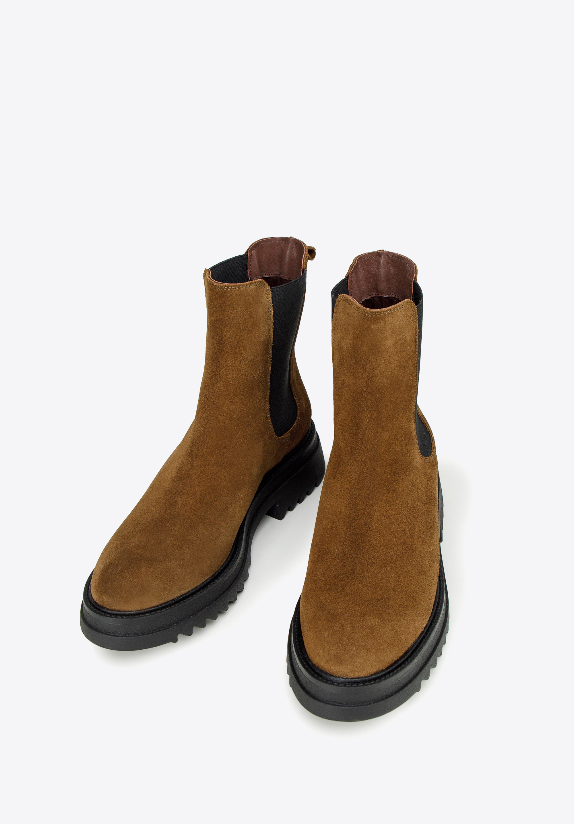 Damen-Chelsea-Stiefel aus Wildleder mit dicker Sohle, braun, 97-D-308-5-39, Bild 1