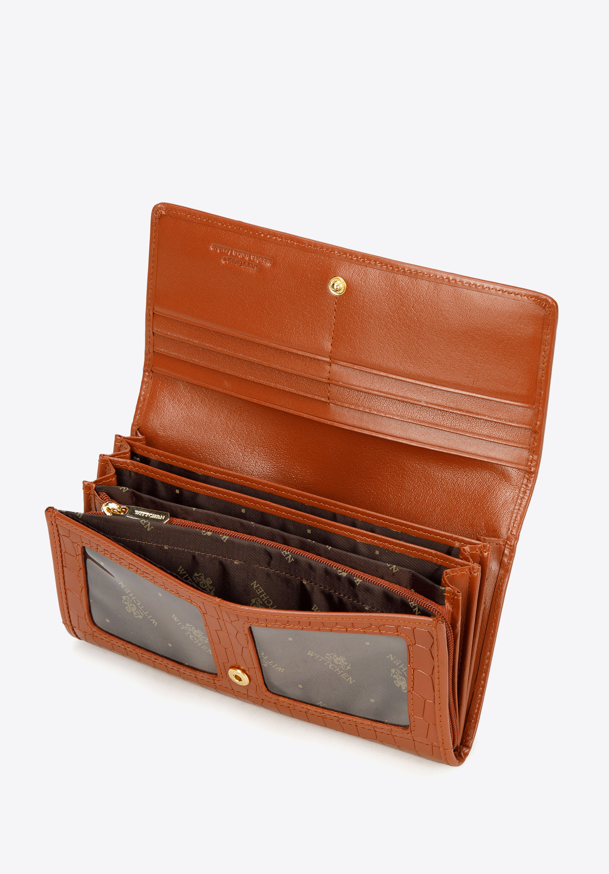 Damen-Geldbörse aus Leder in Kroko-Optik