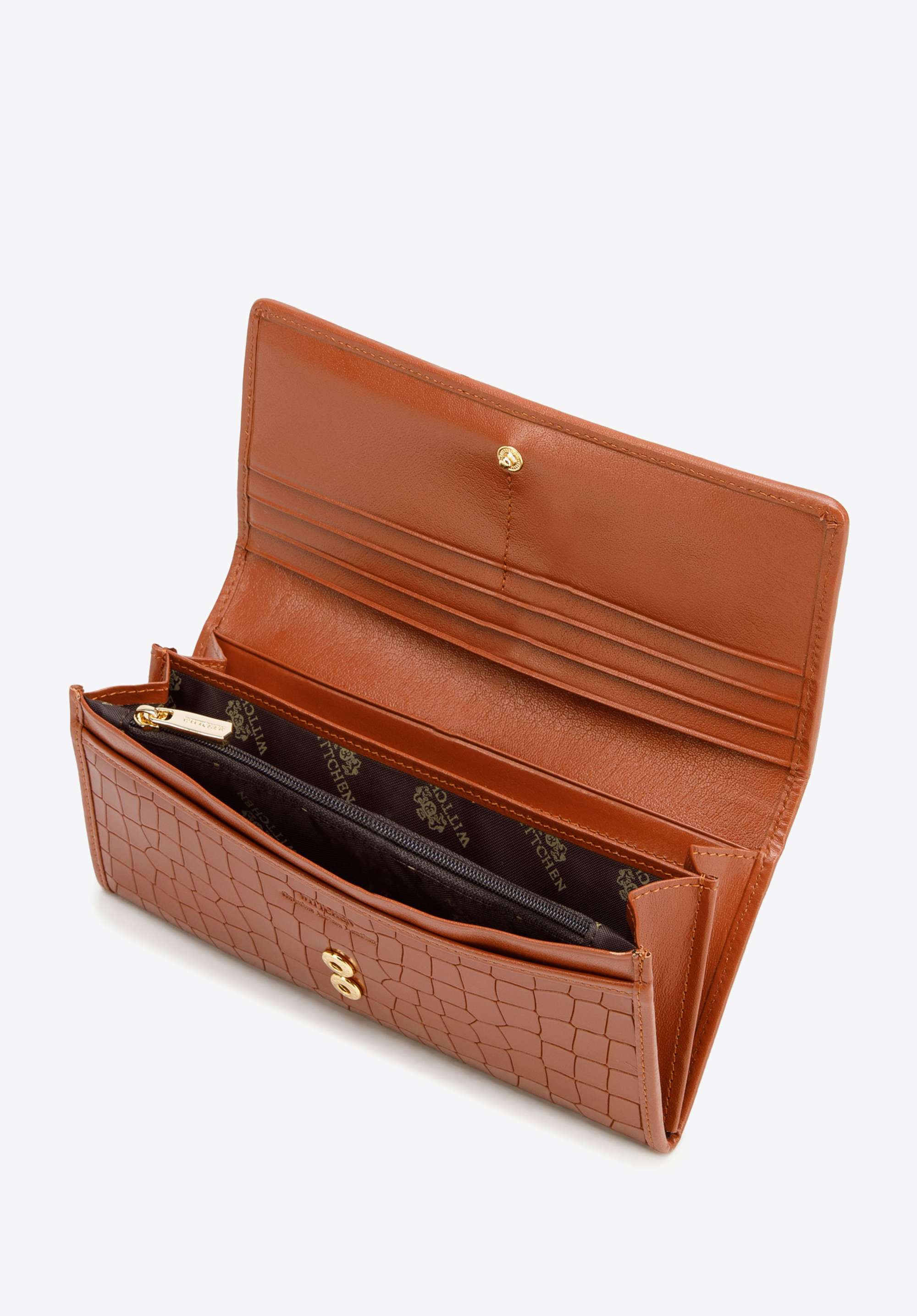 Damen-Geldbörse aus Leder in Kroko-Optik, braun, 15-1-333-55, Bild 1