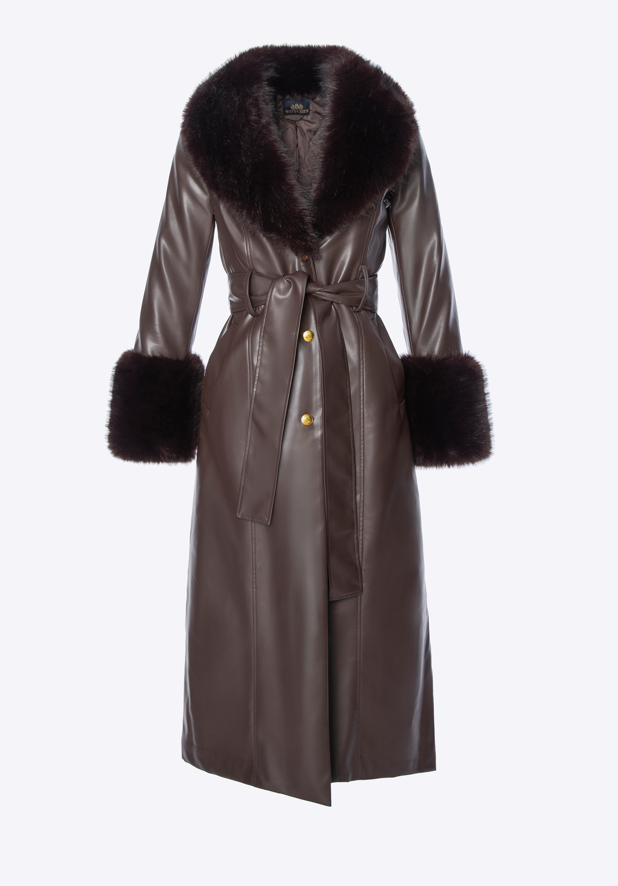 Damen Kunstledermantel mit Kunstfell, braun, 101-9P-200-4-XL, Bild 1