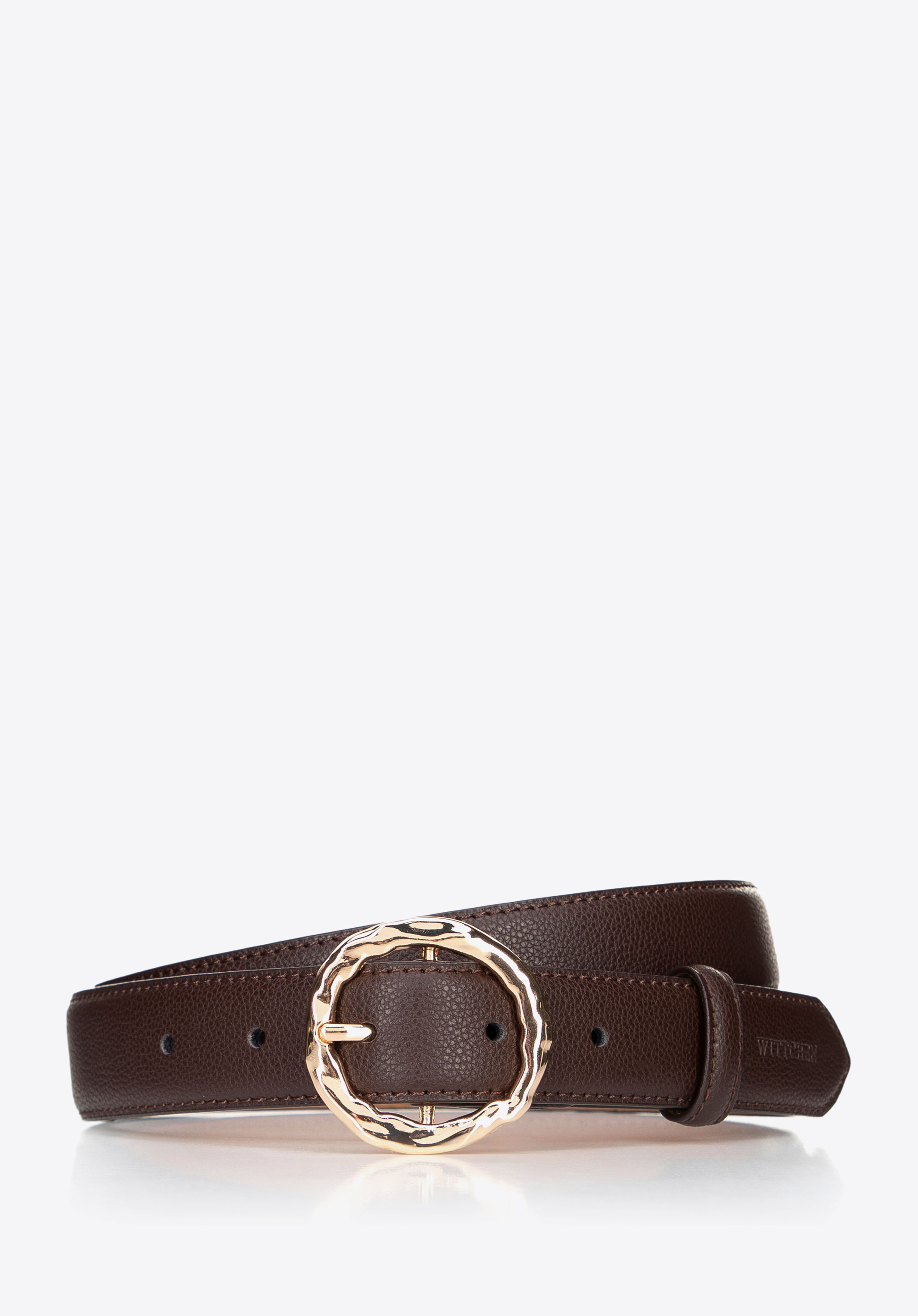 Damen Ledergürtel mit glänzender Schnalle, braun, 101-8D-203-4-S, Bild 1