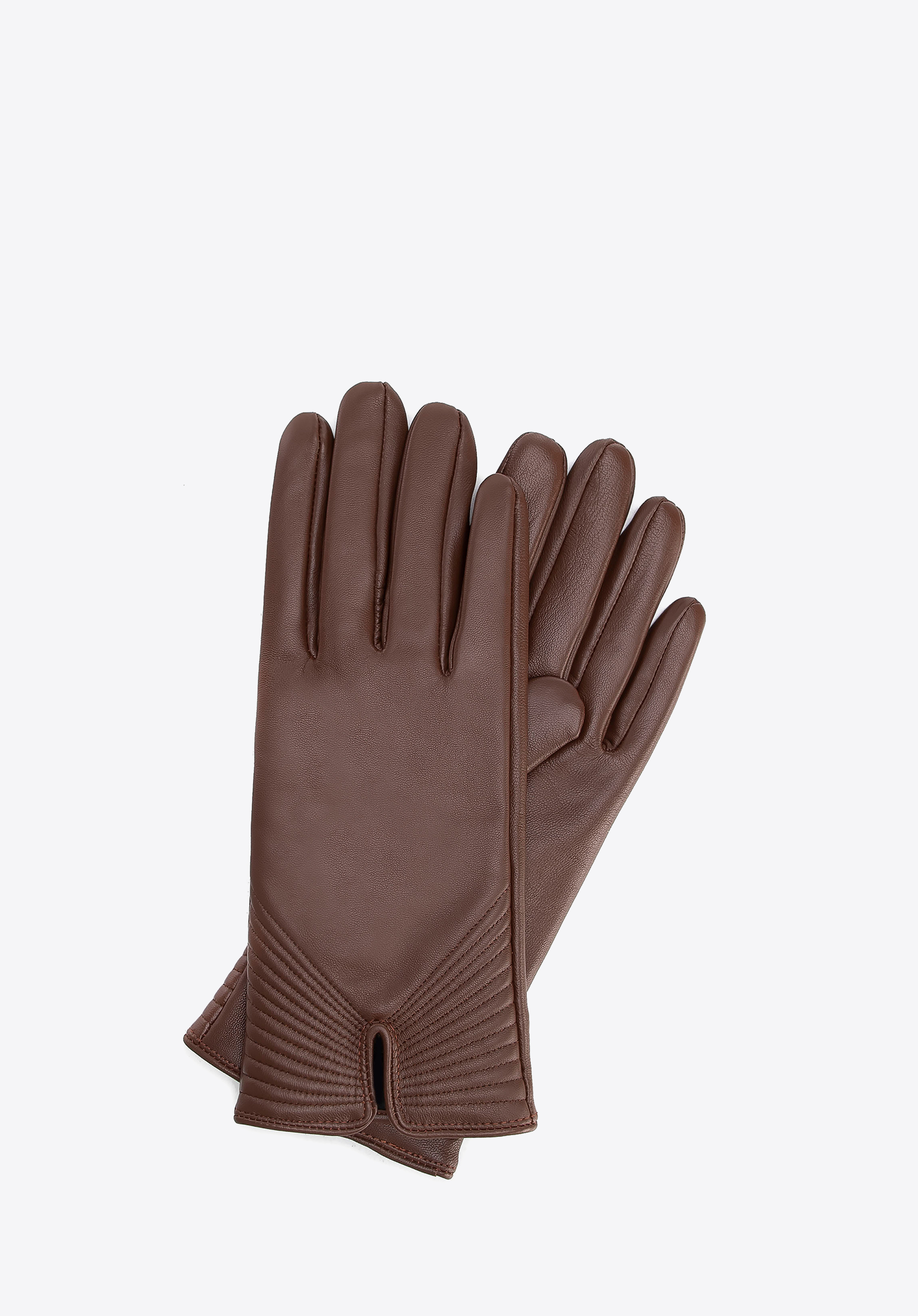 Damen Lederhandschuhe mit Wolle, braun, 44-6A-705-4-M, Bild 1