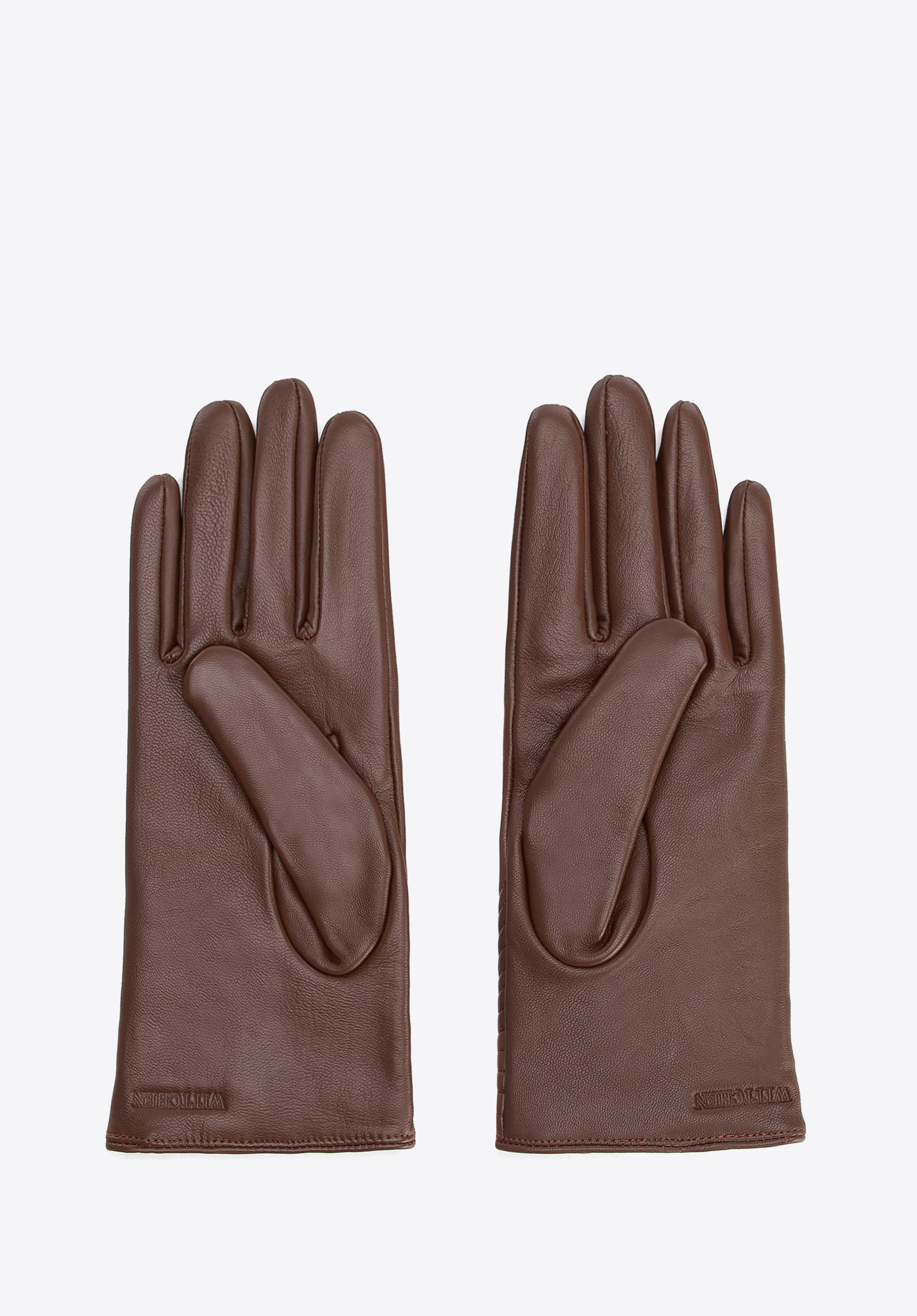 Damen Lederhandschuhe mit Wolle, braun, 44-6A-705-4-M, Bild 1